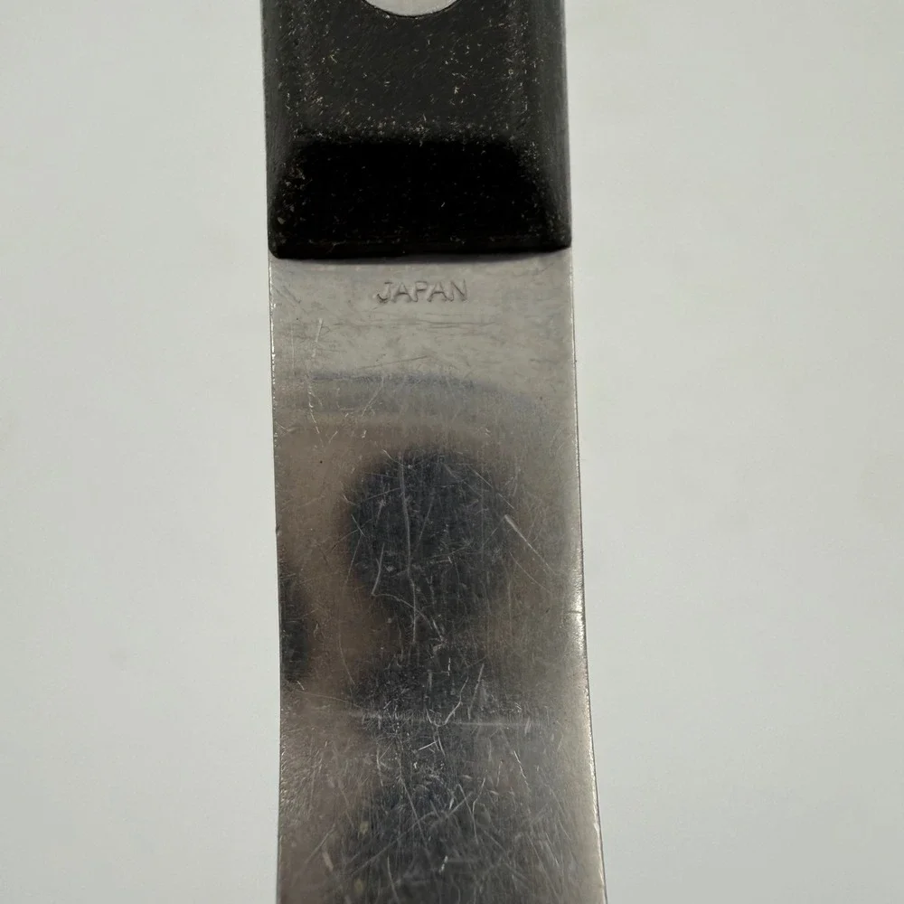 Vintage Household Stainless Steel Curved Spatula Wide Perforated Turner Japan